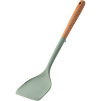 Silicone Turners Outils De Cuisine Manche En Bois Spatule Frite Pelle Oeuf Poisson Poêle Scoop Spatule Ustensiles De Cuisine