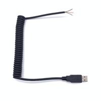 Kabel Ekstensi USB-A Retractable Spring Kustom 4-Core 24 AWG PVC dengan Konduktor Tembaga Tanpa Isolasi dan Fungsi Transfer Data
