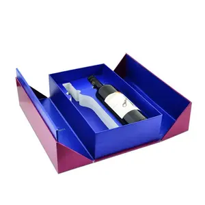 Single Bottle Wooden Wine Box Veneer Paper Handmade Cardboard Lid Wood Base Wine Packaging Gift Box Wine Wood Box