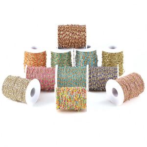Nouvelle chaîne en acier inoxydable doré/<span class=keywords><strong>argent</strong></span>é, chaîne à perles faite à la main pour la fabrication de bracelets et de colliers, 9 mètres par rouleau - Product Image 4
