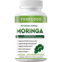Suppléments à base de plantes Capsules de Moringa 500 MG Soutenir le système immunitaire et le métabolisme Capsules de feuilles de Moringa Superfood vert
