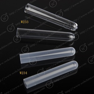 In Transparent <b>Plastic</b> Test <b>Tubes</b> 16X80mm 13X75mm For Laboratory Use - Product Image 1