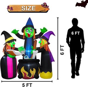 Decorazione Gonfiabile di Halloween con <span class=keywords><strong>3</strong></span> <span class=keywords><strong>Streghe</strong></span> di 1,8 Metri con Luci LED, Spaventosa per Esterni e Feste, Certificazione IP44, 110-240V - Product Image 5