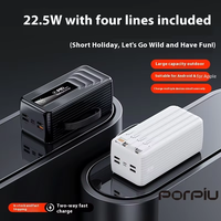 Banque d'alimentation ultra-mince PORPIU grande capacité 60000 mAh Li-Polymère avec charge ultra-rapide PD22.5W, affichage LED et câble Type-C – Vente en gros