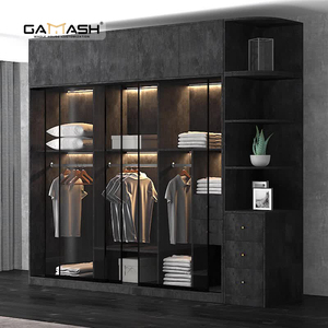 Guardaroba moderno di lusso a forma di <span class=keywords><strong>L</strong></span> squisita cabina <span class=keywords><strong>armadio</strong></span> integrata con porta In vetro - Product Image 3