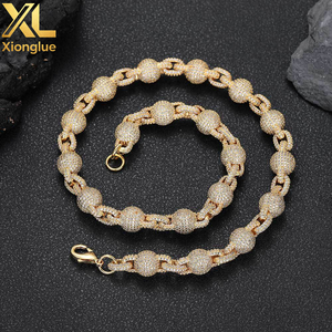 Collier tendance Hip Hop 10 mm en cuivre incrusté de zircon, perles rondes, chaîne géométrique, bijoux unisexe pour homme et femme - Product Image 6