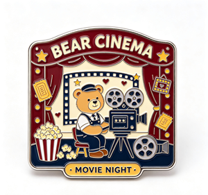 Pin Metálico de Cine con Diseño de Oso, Forma Irregular, Esmalte Duro, Temática Animal, Coleccionable, Decoración Artística - Product Image 1