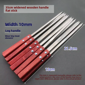 Brochettes de barbecue modernes en acier inoxydable à manche en bois, épaisses et larges, pour grillades en extérieur sur flamme nue, plusieurs tailles, directement de l'usine - Product Image 3