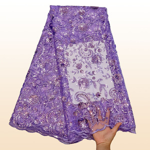 2025 alta qualità francese nigeriano netto di pizzo <span class=keywords><strong>eleganti</strong></span> <span class=keywords><strong>abiti</strong></span> da sposa ricamati 5 iarde africano Tulle maglia paillettes <span class=keywords><strong>per</strong></span> - Product Image 6