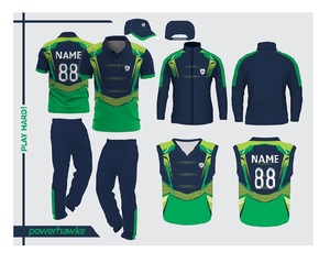 เสื้อเจอร์ซีย์กางเกงแบบเต็มตัวขายาวสำหรับเล่นคริกเก็ตพร้อมชื่อทีมปรับแต่งสีและโลโก้ได้ตามต้องการ - Product Image 1