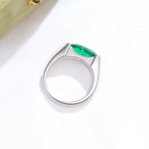 Messi Jewelry MSR-1899 925 <b>Silver</b> Marquise Shape May Birshstone Lab <b>Emerald</b> Fashion <b>Ring</b> Bezel Setting <b>Emerald</b> <b>Ring</b> - Product Image 3