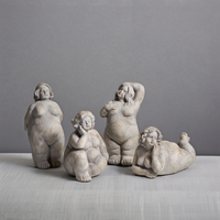 Lianda créatif décor à la maison mignon grosse femme Figure Statue ciment Art artisanat Sculpture bibelot objets décoratifs ornements