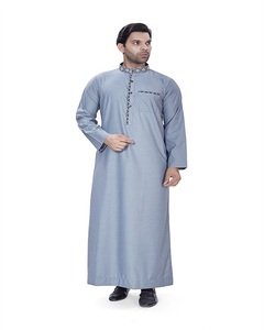 <b>Men's</b> Saudi Embroidered Collar <b>Thobe</b>-Breathable Summer Long Sleeve Robe for <b>Men</b> Polyester Viscose <b>Thobe</b> Daily Wear's - Product Image 1
