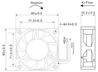 Ventilateur de refroidissement 8010 DC5V12V24V, alimentation pour ordinateur, silencieux, sans balais, 8*8*1cm