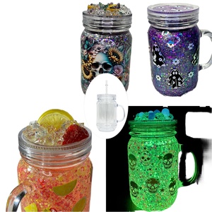 RTS Custom Glitter Acrylic Snow Globe Tumbler <b>Mug</b> Lid Straw Type 20oz Plastic <b>Double</b> <b>Wall</b> Eco-Friendly Reusable Dishwasher Safe - Product Image 1