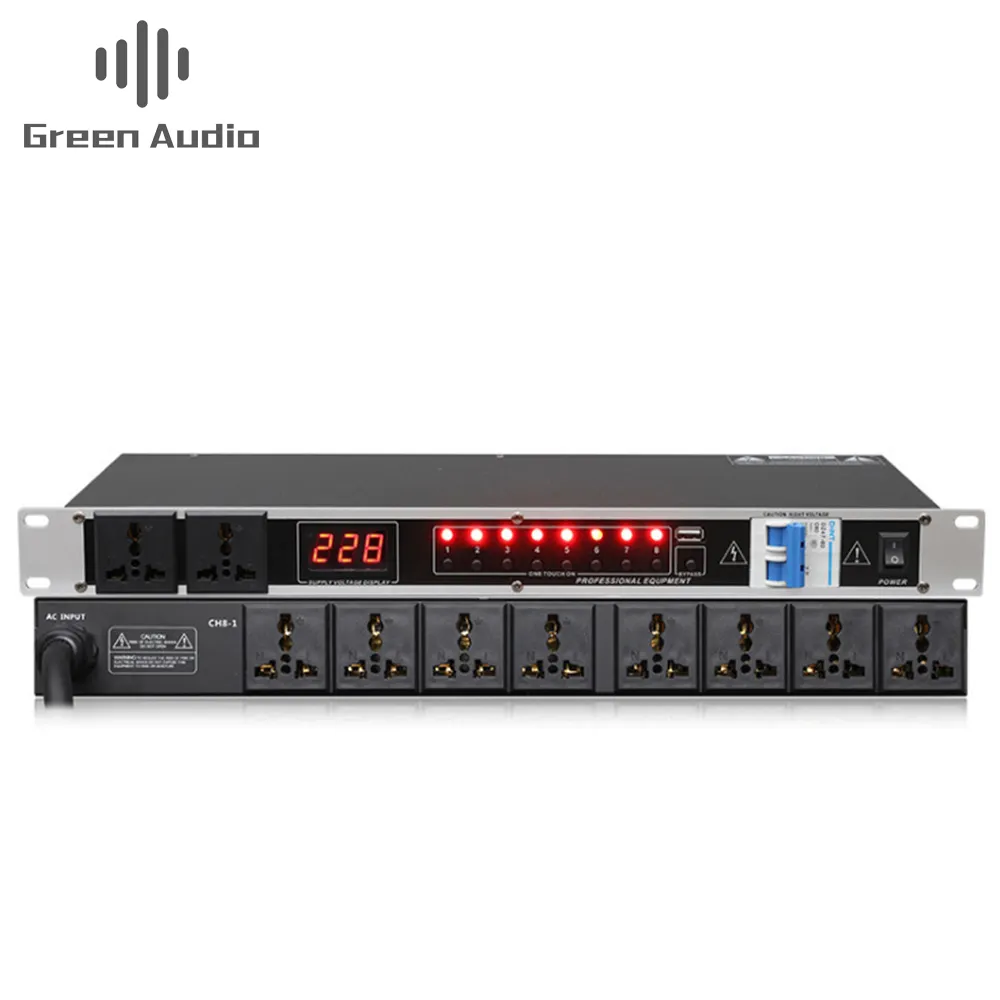 GAX-820 Professional stage 8/10 way power sequencer socket order management controller for dj equipment