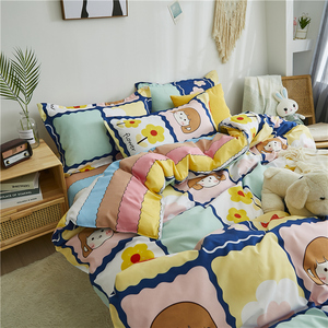 Set <span class=keywords><strong>Copripiumino</strong></span> in Microfibra 4 Pezzi per Bambine con Stampa Floreale e Cartoni Animati, Stile Americano per Uso Domestico - Product Image 1