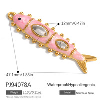 Pendentif personnalisé en acier inoxydable plaqué or 18 carats PVD, série Océan, poisson, étoile de mer, cœur, coloré, pour la création de bijoux DIY, cadeau
