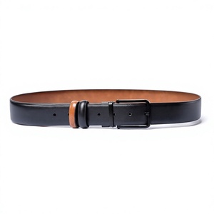 ELYSIAN INDUSTRIES Cinturón Reversible de Cuero Vacuno con Hebilla de Acero Rectangular de Color Sólido y Logotipo Personalizado, 3.4cm de Ancho - Product Image 4