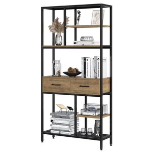 Industrial bookshelf with <b>drawers</b> and <b>6</b>-tier storage, suitable for office, bedroom, and living room use; customizable. - Product Image 4