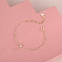 Bracelet élégant en argent S925 plaqué or 18 carats avec zircon, bracelet minimaliste en argent sterling 925