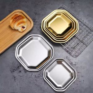 Metal Food Plate 304 Stainless Steel Korean Creative Golden square Kimchi Chilli Sauce Snack Dessert Plate Cake <b>Tray</b> - Product Image 4