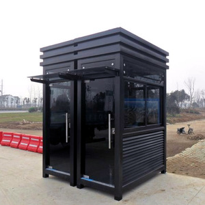 Steel <b>Security</b> Booth With Curved Design Black Outdoor Guard House For Parking <b>Equipment</b> - Product Image 2
