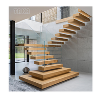 Escaliers moderne en bois rustique, motif dessin animé, moderne, flottant et droit, avec perles, mur Invisible, pour escaliers
