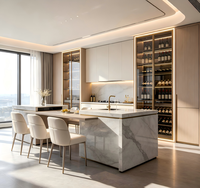 Mueble de Salón Moderno y Minimalista de Madera Maciza con Vitrina de Vidrio de Alta Calidad, Iluminación LED y Gran Capacidad para Vino