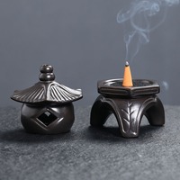 Brûleur d'encens miniature en céramique noir en forme de phare, diffuseur d'arômes pour la maison