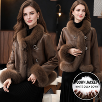 Veste courte en cuir PU pour femmes, taille plus, hiver 2026, avec col en fourrure