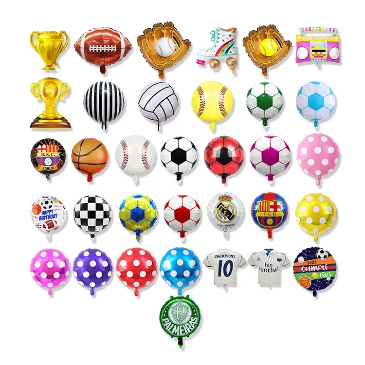 Wholesale Aluminum Film Mylar Cartoon Ballons Globos Party Helium Foil Sports Soccer Football Balloon