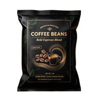 Sachet alimentaire anti-odeur pour café et boissons, à fond plat, scellé sur huit côtés, avec fermeture éclair, pour jus, boissons et bonbons