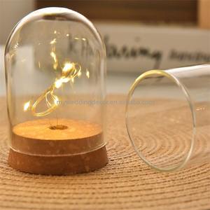 Cloche en verre moderne de haute qualité K63Custom pour événements de mariage, base en bois brûlé noir, gaufrage, vase cloche de 15 pouces de diamètre - Product Image 4