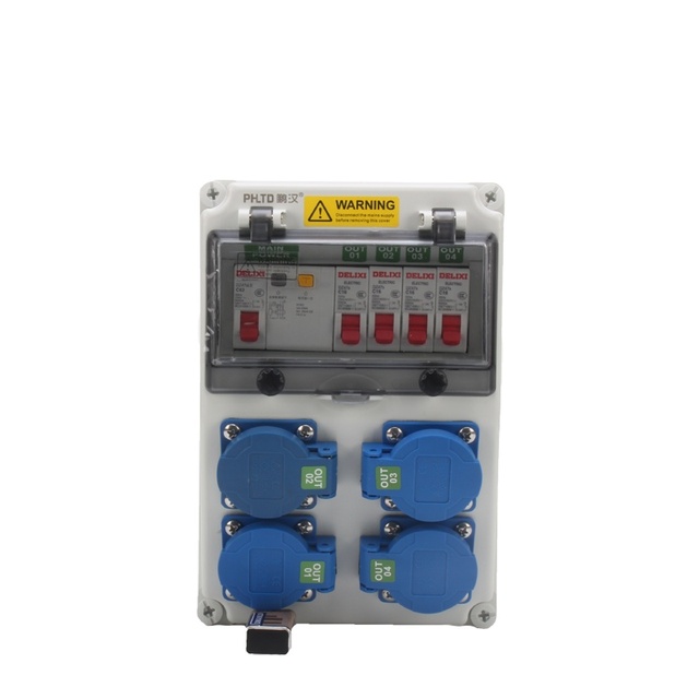 PHLTD Wall Mounted Plug Socket Three-phase Power Box Plastic Industrial Outdoor Waterproof Multifunctional Distribution Box