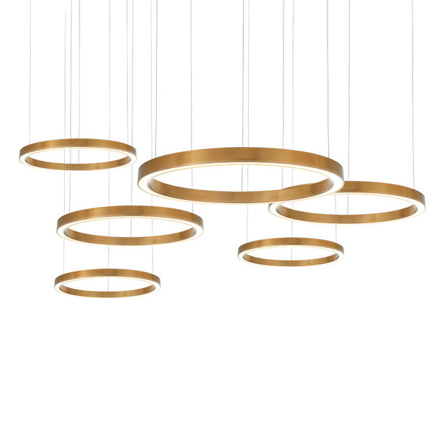 Modern Simple Design Hanging Home Decorative Led Circle Acrylic Luxury Ring Chandeliers Ceiling Pendant Light