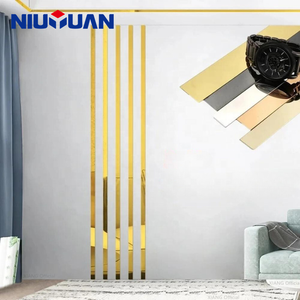 Kim loại tường Sticker gương thép không gỉ phẳng trang trí gạch cạnh TRIM Strip cho phòng khách trang trí - Product Image 1