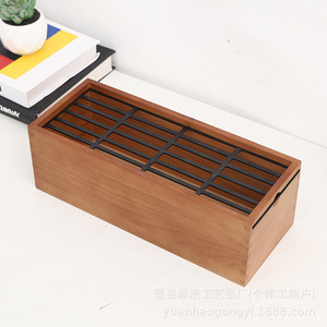 Wooden Desktop Storage <b>Box</b> Rectangle Paulownia Wood <b>Tea</b> Coffee Bag Organizer Tabletop Mount Solid Color Display <b>Box</b> - Product Image 2