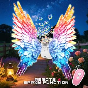 Alas de Mariposa de Plástico con Luces LED, Decoración para la Espalda, Juguete Eléctrico de Ángel Móvil para Niños, Accesorios de Elfo, Regalo para Niñas, Spray de Burbujas - Product Image 3