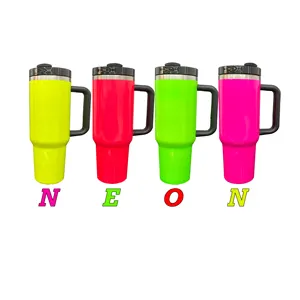 personalized logo 30oz 40oz blank sublimation double walled insulated H2.0 neon tumblers Quencher with handle For hot printing