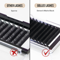 Extensions de cils individuels PBT faits main en forme de W 3D, volume complet facile à poser, effet cachemire léger, greffe de cils 12mm naturel