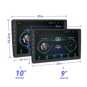 Lớn Màn Hình Hd 9 Inch Màn Hình Cảm Ứng Đa Phương Tiện Đơn Vị Đầu Headunit Din Đôi 9 Inch Android 8.1 Auto Stereo Đài Phát Thanh Xe Máy Nghe Nhạc Dvd