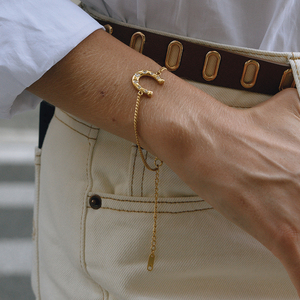 J & Dクラシック18Kゴールドステンレスラッキーホースシューシリーズラブジルコンホースシューペンダントブレスレット - Product Image 2