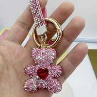 Porte-clés professionnel personnalisé en alliage de zinc, motif ours, design vintage tendance, avec strass et cristaux, pour accessoires de voiture et sacs