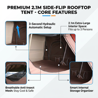 Tente de toit rigide pliable à ouverture latérale pour camping en extérieur, 4x4, tout-terrain, overland