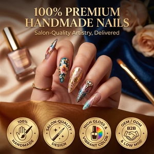 Uñas Postizas Góticas, Dulces y Modernas, con Diseño de <span class=keywords><strong>Hello</strong></span> <span class=keywords><strong>Kitty</strong></span>, Pintadas a Mano, en Blanco y Negro, Acrílicas, de Alta Calidad, Hechas a Mano, al por Mayor - Product Image 4