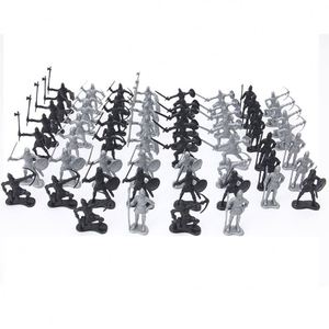 Ensemble de 60 figurines de soldats médiévaux statiques transfrontaliers, modèle ancien, en plastique, <span class=keywords><strong>jouet</strong></span> de guerre militaire - Product Image 5