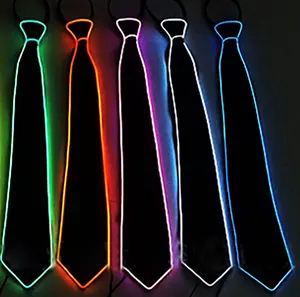 Оптовая продажа, Красочный Светодиодный светящийся галстук EL Wire для вечеринки, праздника