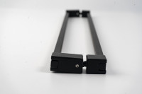 Poignée de porte de douche en acier inoxydable 304 noir mat, barre carrée double face avec barre porte-serviettes pour salle de bain