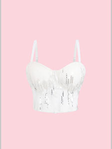 Fábrica al por mayor de lino bordado encaje flor Sexy deshuesado Bustier mujeres ramillete malla personalizado corsé Bar Top De Mujer - Product Image 6